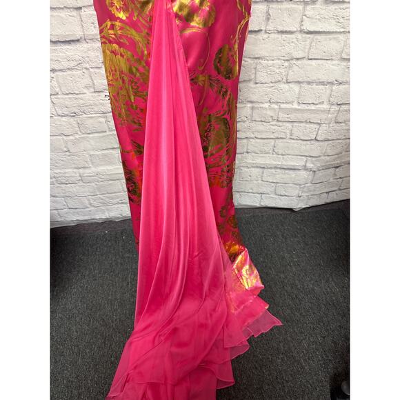 Mac Duggal Prom Hot Pink Gold Beaded Cut Out Open Back Formal Dress SZ 10 NWT - Picture 5 of 7